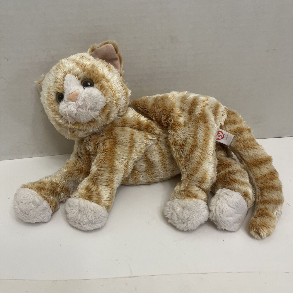 Ty Classic Cobbler Cat Plush 2019 HTF Tysilk Striped Orange Tabby Stuffed Animal